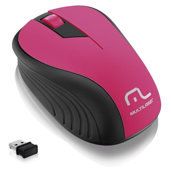 Mouse Sem Fio 2.4GHz USB Preto e Rosa MO214 1 UN Multilaser