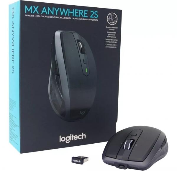 Mouse Sem Fio Logitech Anywhere Mx 2s Recarregavel Bluetooth 4000 Dpi Controle Multi-computador