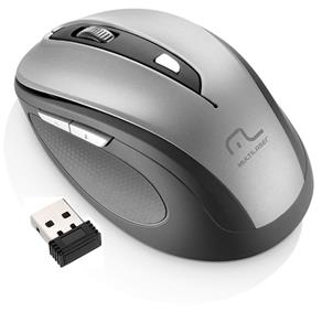 Mouse Sem Fio Multilaser MO238 Cinza com 6 Botões 1600dpi