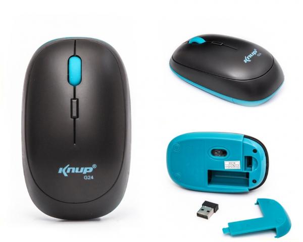 Mouse Sem Fio Wireless 2.4GHz 1600DPI PC Computador Notebook Knup G24