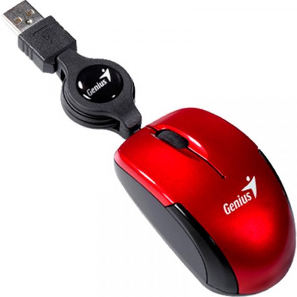 Mouse Usb Micro Traveler de 1200Dpi Retrátil Vermelho Genius
