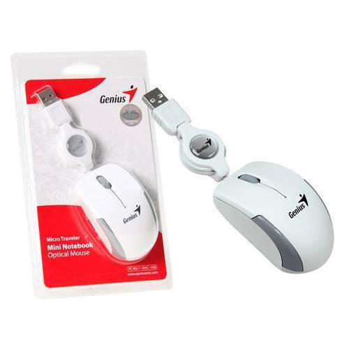 Mouse Usb Optico 1200 Dpi Mini Retratil Branco Traveler 31010100104 Genius