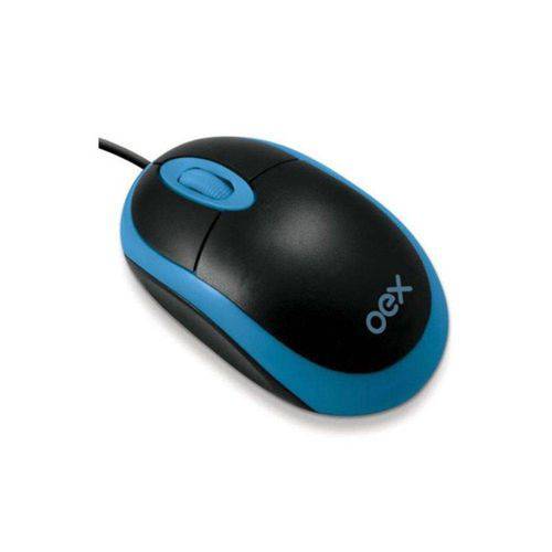 Mouse USB Optico Preto Azul Oex Ms-103
