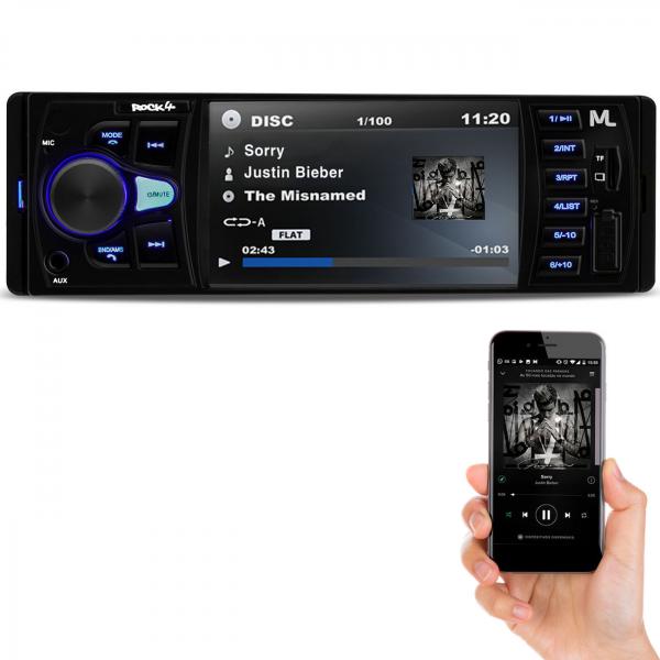 MP3 MP4 Player Automotivo Multilaser ROCK 4 P3325 Bluetooth 4 Pol 1 Din USB SD AUX FM RCA 4x25 WRMS