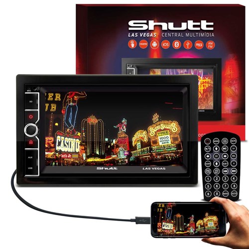 Mp3 Mp5 Player Automotivo Shutt Las Vegas 2 Din 6.5" Bluetooth Usb Espelhamento Hdmi Android Ios