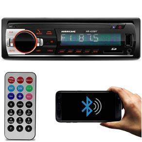 MP3 Player Automotivo Hurricane HR-425 BT 1 Din Bluetooth Led USB SD Auxiliar P2 Rádio FM