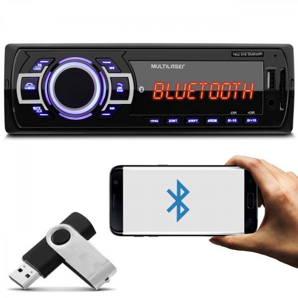 MP3 Player Automotivo Multilaser New One Bluetooth P3319 1 Din USB SD AUX MP3 FM + Pen Drive 8GB
