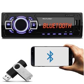 MP3 Player Automotivo Multilaser New One Bluetooth P3319P 1 Din USB SD AUX MP3 FM + Pen Drive 8GB