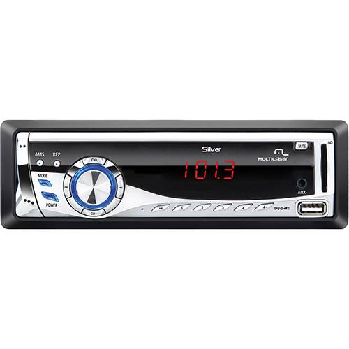 MP3 Player Automotivo Multilaser Silver - Rádio FM, Entradas USB, SD e AUX