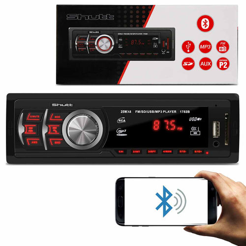 Mp3 Player Automotivo Shutt Montana 1 Din Display 3.5 Polegadas Bluetooth Usb Sd P2 Rádio Fm