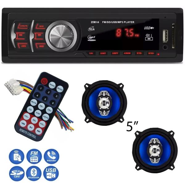 MP3 Rádio Automotivo USB SD AUX +2x Alto Falante 5 Polegadas - First Option