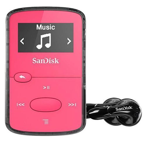 MP3 Rosa SanDisk Clip Jam SDMX26 de 8GB com Rádio Fm Possui Tela Brilhante Oled e Botões Grandes