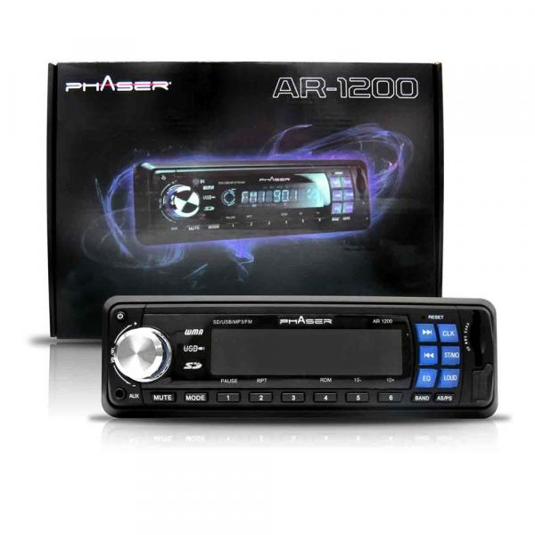 Mp3 Wma Player Automotivo Phaser Ar1200 Usb Sd Auxiliar Fm - Phaser