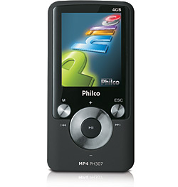 MP4 Philco PH307 4GB Gravador de Músicas de Rádio e Reprodutor de Vídeos e Filmes Entrada USB Preto - Philco
