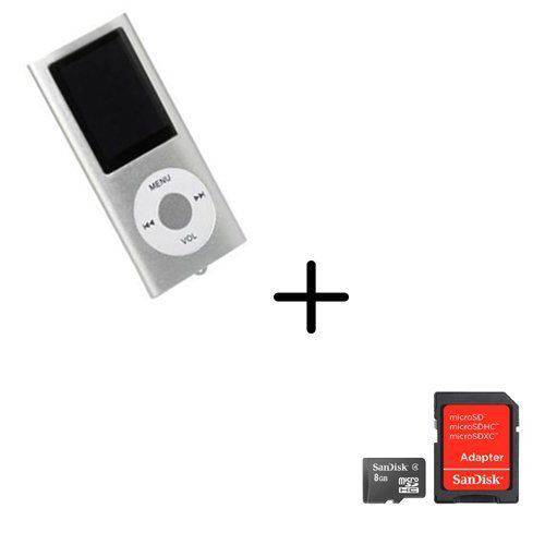 MP4 Player Colors Prata SD / FM / E-BOOK / Gravador + Cartao de Memoria 8GB