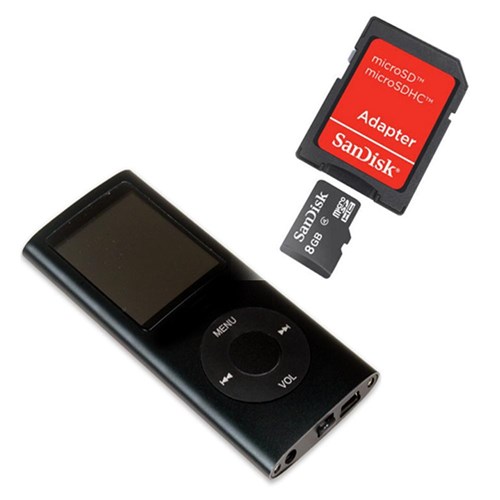 Mp4 Player Colors Preto E Cartão De Memória 8gb Sandisk