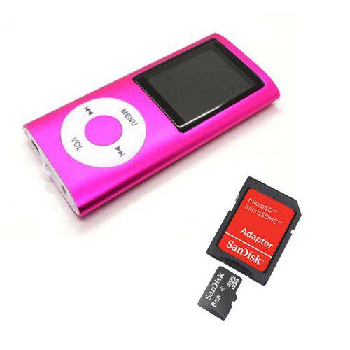 Tudo sobre 'Mp4 Player Colors Rosa e Cartão de Memória 8gb Sandisk'
