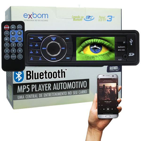 Mp5 Player Automotivo 1 Din Tela 3 Exbom MPCC-D30A Som Mp3 Fm Usb Sd Bluetooth