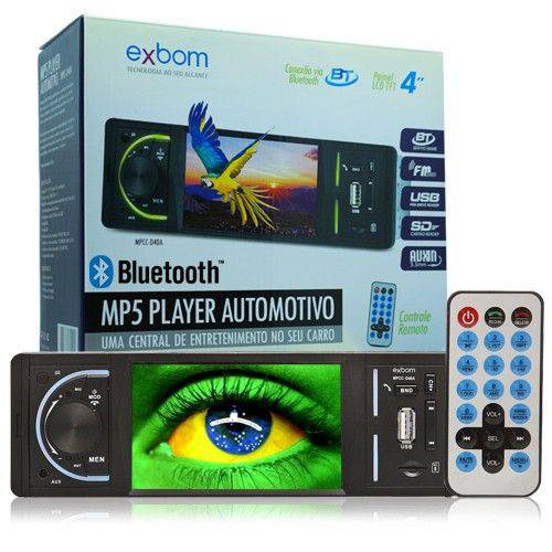 Mp5 Vídeo Player Automotivo 1 Din Tela 4.0 Exbom Mpcc-d40a Som Mp3 Rádio Fm Usb Sd Aux Bluetooth