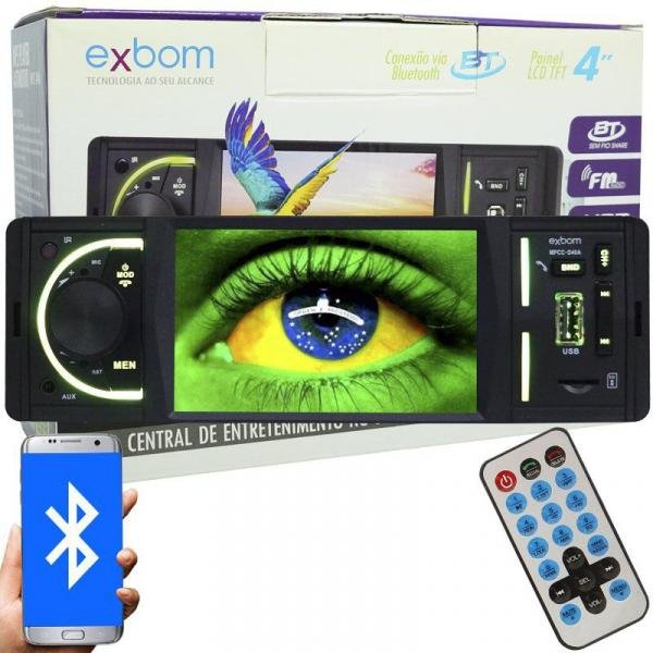 Mp5 Vídeo Player Automotivo 1 Din Tela 4.0 Exbom MPCC-D40A Som Mp3 Rádio Fm Usb Sd Aux Bluetooth