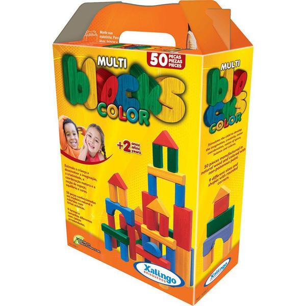 Multi Blocks Coloridos - 50 Peças - em Madeira - Xalingo