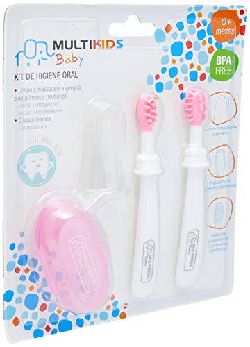 Multikids Baby BB244, Kit Higiene Oral 3 Estágios, Rosa