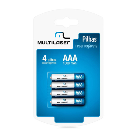 Multilaser Pack C/ 4 Pilhas AAA Recarregáveis 1000 MAh CB050