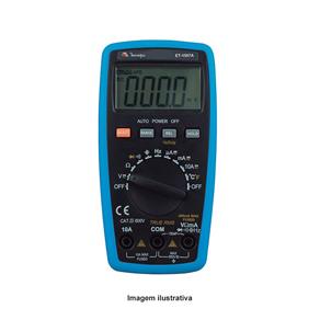 Multímetro Digital True RMS Temperatura -20 a 1000°C Tensão DC 400mV a 600V AC 4 a 600V Frequência Resistência Capacitância Minipa ET-1507A