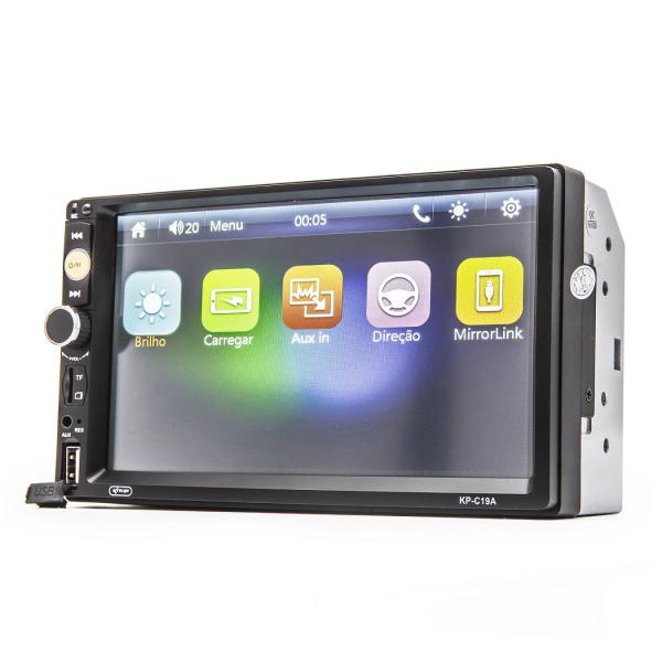 Multimídia Automotivo MP5 Player Tela de 7 Pol 2 Din Espelhamento com Celular Bluetooth USB SD - Knup