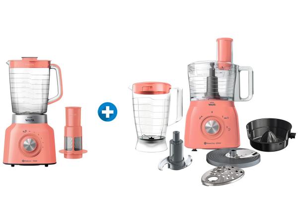 Multiprocessador de Alimentos Philips Walita - Coral + Liquidificador 5 Velocidades 220V