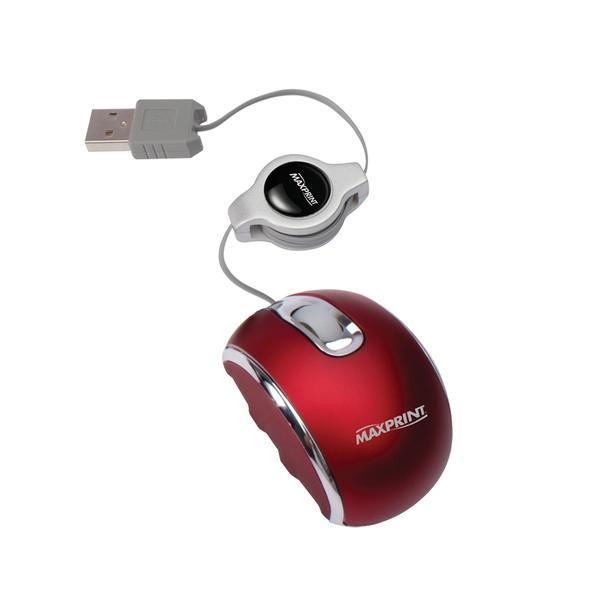 Nano Mouse Óptico Retrátil USB 606214 Vermelho - Maxprint