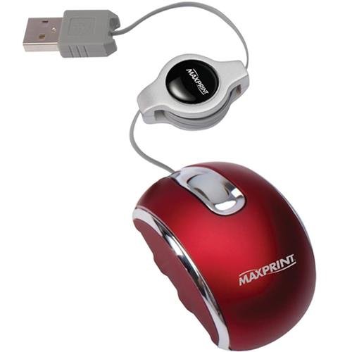 Nano Mouse Óptico USB 2.0 Retrátil Vermelho 606214 Maxprint