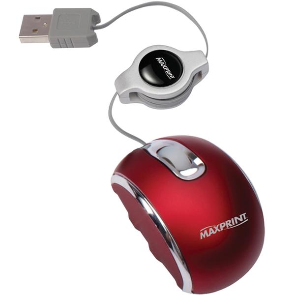Nano Mouse Óptico Usb 2.0 Retrátil Vermelho 606214 Maxprint