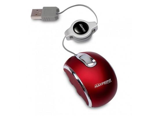 Nano Mouse Ótico Retrátil USB Vermelho - Maxprint - Maxprint