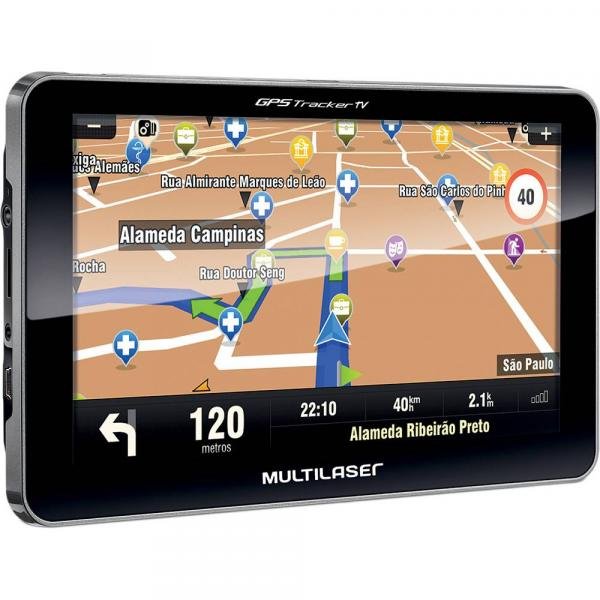 Navegador GPS Multilaser Tracker III Tela 7" TV Digital Transmissor FM - GP038