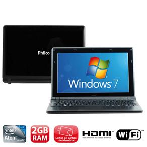 Netbook Philco 10C-P123WS com Intel® Atom™ D2500, 2GB, 320GB, Leitor de Cartões, HDMI, Wireless, Webcam, LED 10.1” e Windows 7