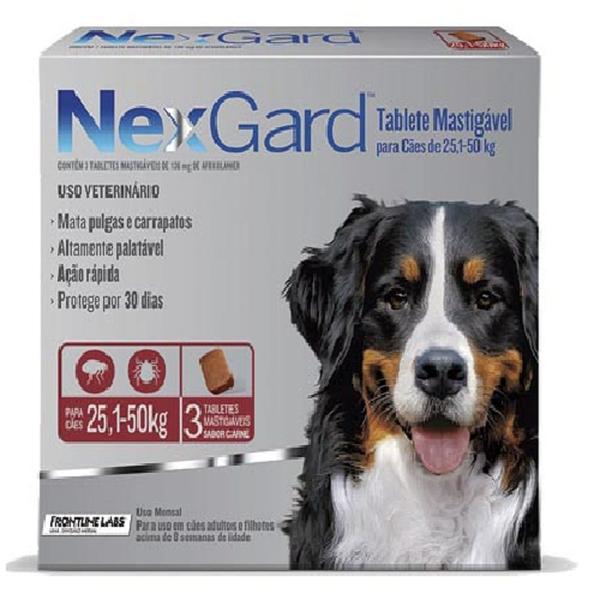 NexGard 136 Mg - Cães de 25,1 a 50 Kg Cx com 3 Tabletes - Merial