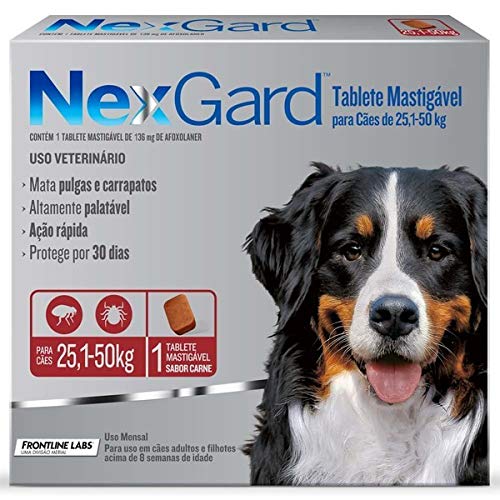 Nexgard 25 a 50 Kg Antipulgas e Carrapatos Merial para Cães - 1 Unidade