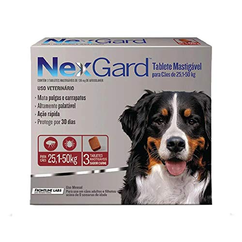 Nexgard 25 a 50 Kg Antipulgas e Carrapatos Merial para Cães - 3 Unidades