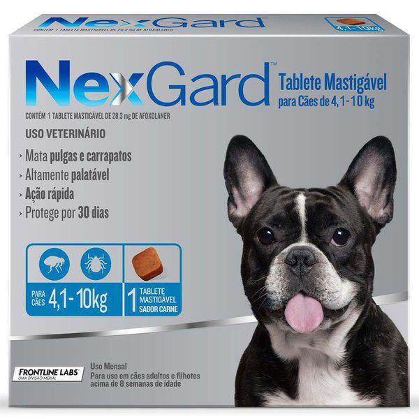 NexGard 28,3 Mg - Cães de 4,1 a 10 Kg Cx com 1 Tablete - Merial