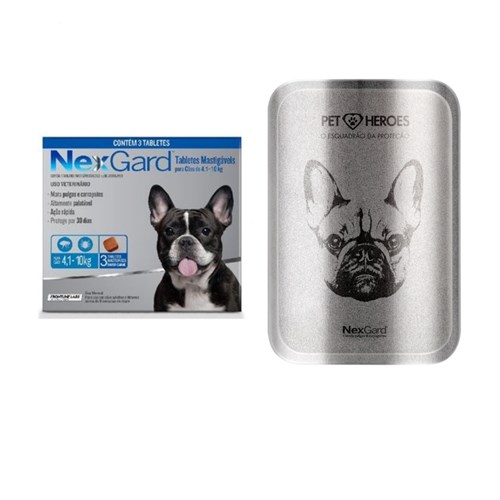 NexGard Antipulgas e Carrapatos Cães de 4,1 a 10kg Merial - 3 Tabletes + Lata