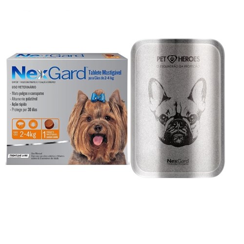 NexGard Antipulgas e Carrapatos Cães de 2 a 4kg Merial - 3 Tabletes + Lata