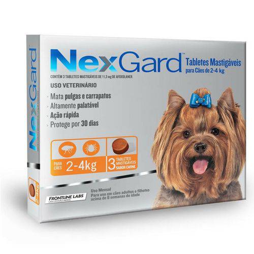 Nexgard Antipulgas e Carrapatos para Cães de 2 a 4 Kg (3 Comprimidos)
