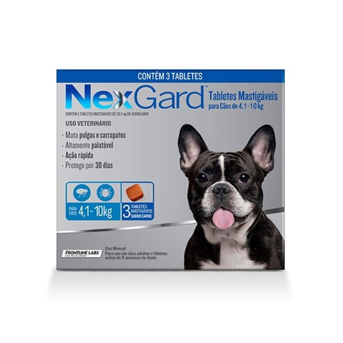 NexGard - Cães 4,1 a 10kg - 3 Unidades