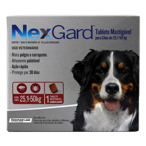 Tudo sobre 'Nexgard GG Cães 25,1 a 50kg Antipulgas e Carrapatos Merial - Descrição Marketplace'