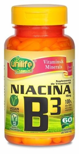 Niacina Vitamina B3 Unilife 60 Cápsulas 500Mg