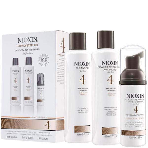 Nioxin 4 System Kit de para Cabelos Finos Quimicamente Tratados com Queda Perceptível - 3 Partes - Wella