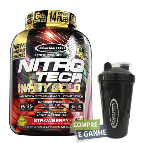 Nitro Tech 100% Whey Gold 2,51kg - Doce de Leite - Muscletech + Coqueteleira