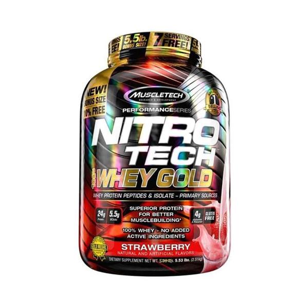 NITRO TECH 100 WHEY GOLD 2,51kg - MORANGO - Muscletech