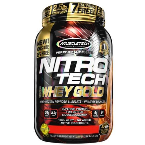 Nitro Tech 100% Whey Gold 999g - Muscletech - Morango